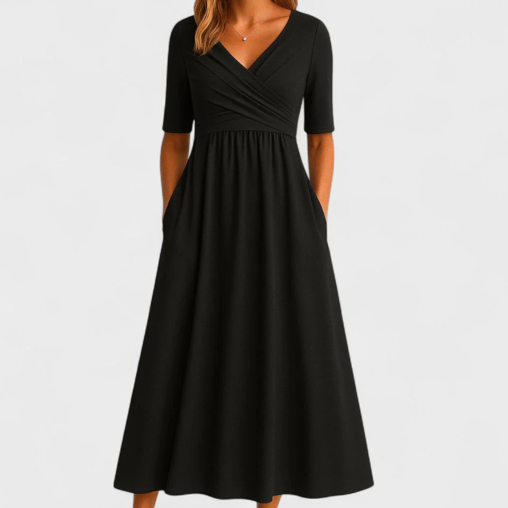 Diane™ | Elegant Midi Dress with Pockets - Maison Léa & Lou