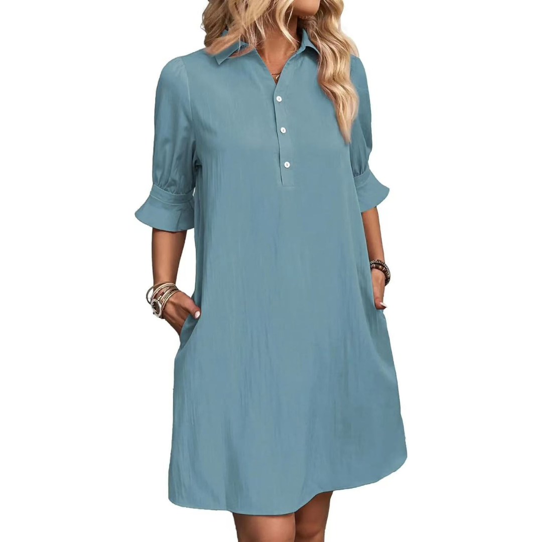 FRANCHESCA™ - Casual Button Down Shirt Dress - Maison Léa &amp; Lou