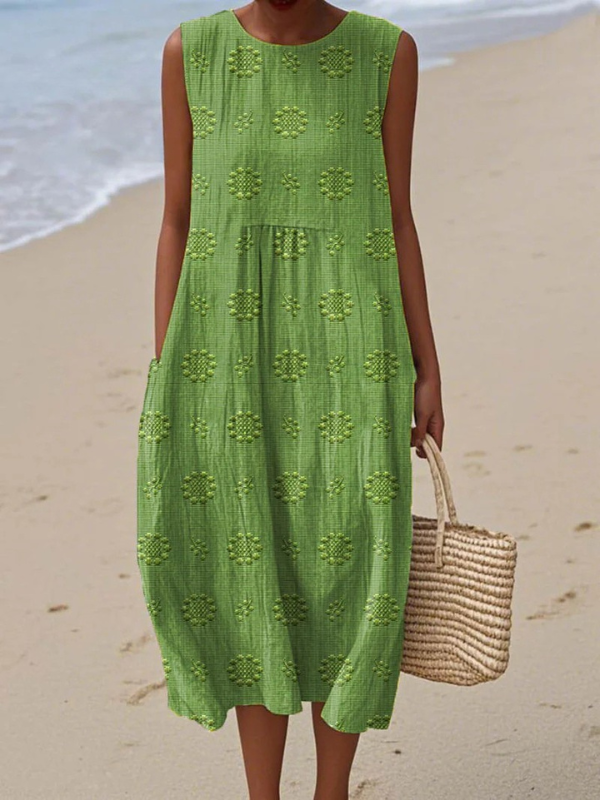 Sara | Patterned Midi Dress - Maison Léa &amp; Lou