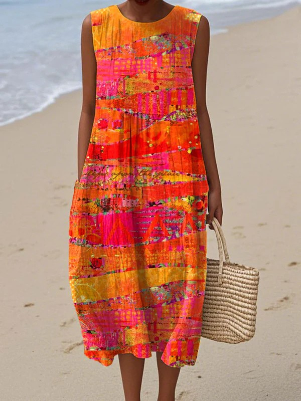 Faye| Sunset Midi Dress - Maison Léa & Lou