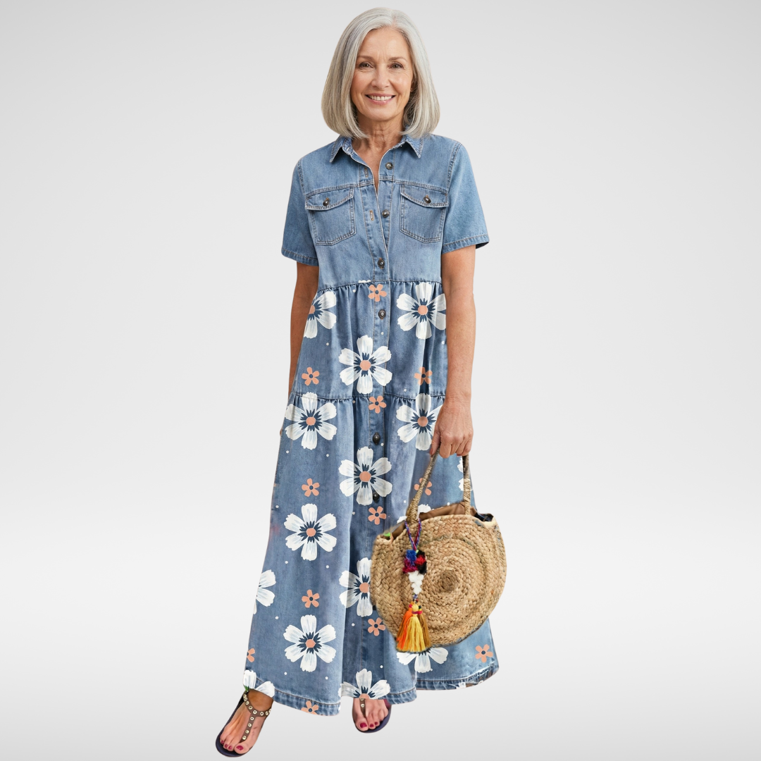 Kirra™ | Denim Flower Dress - Maison Léa & Lou