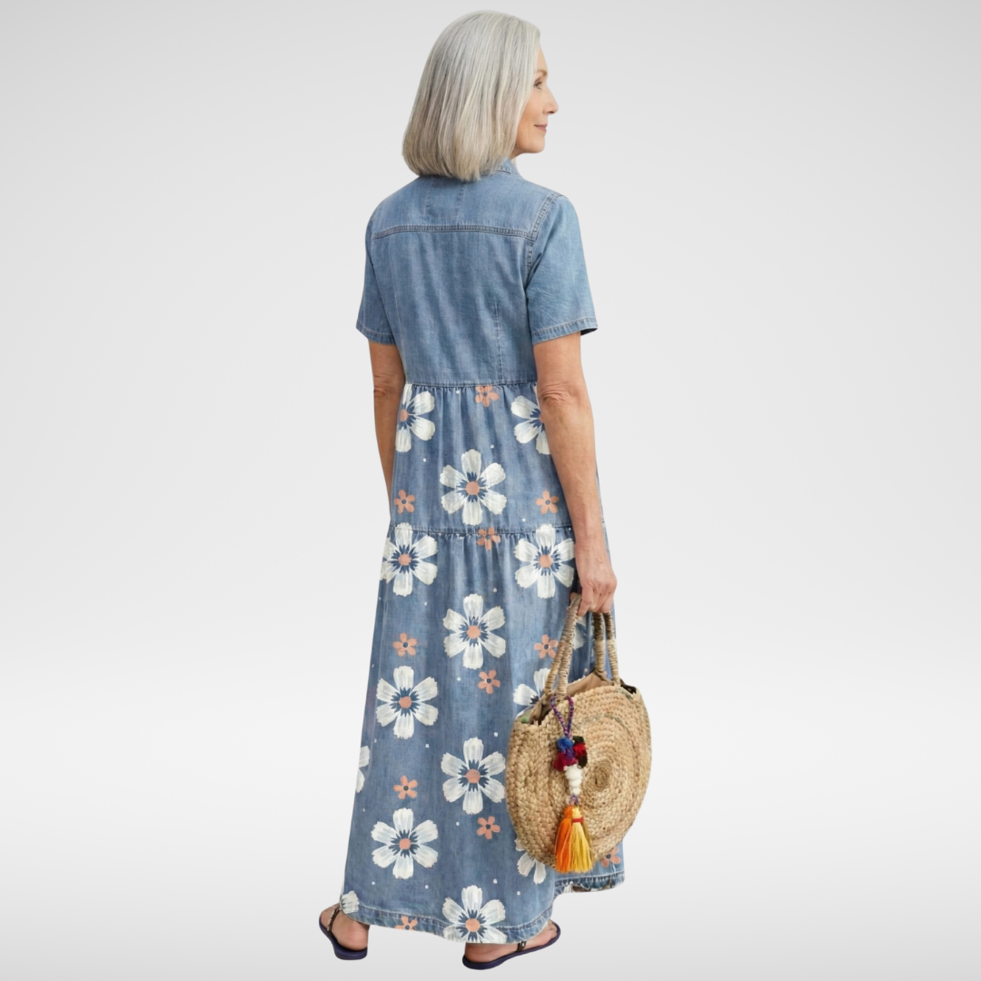 Kirra™ | Denim Flower Dress - Maison Léa &amp; Lou