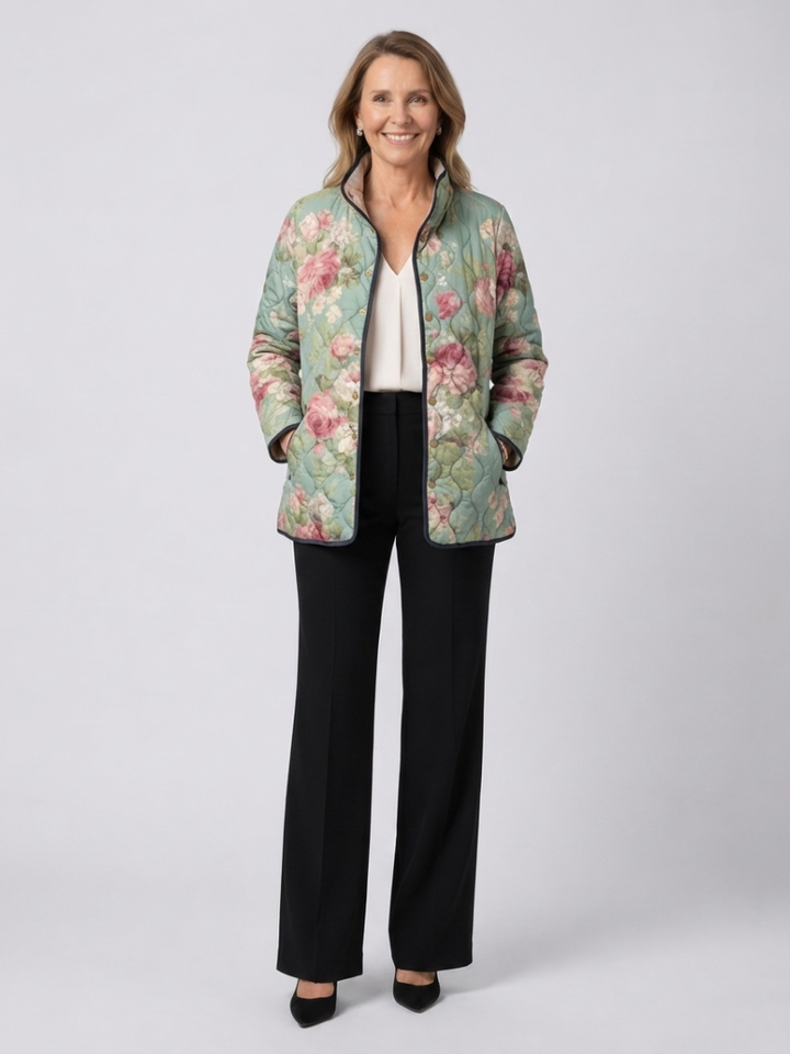 Carys | Retro Floral Patterned Quilted Jacket - Maison Léa &amp; Lou