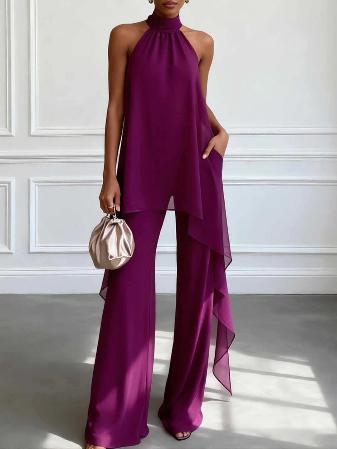 Veda™ | Elegant Halter Set with Flowing Pants - Maison Léa &amp; Lou
