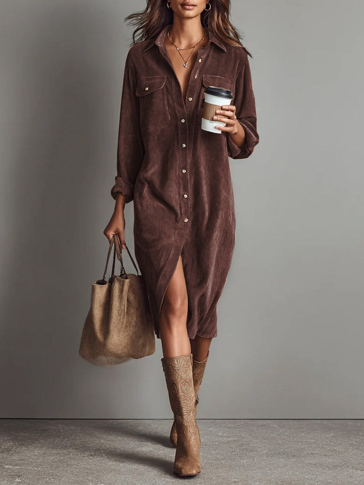 Heather™ - Corduroy Midi Dress - Maison Léa &amp; Lou