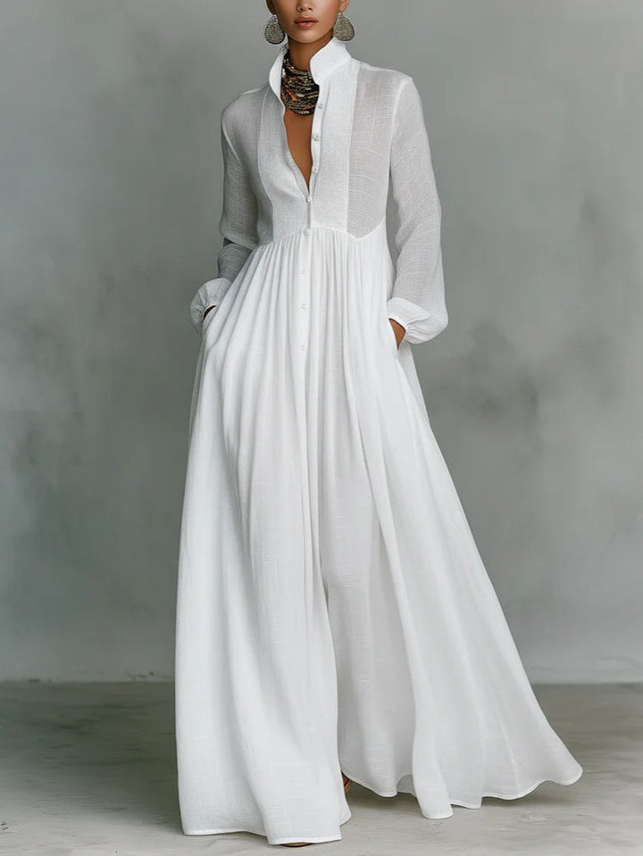 Léonie™ | Maxi abito minimalista con collo alto