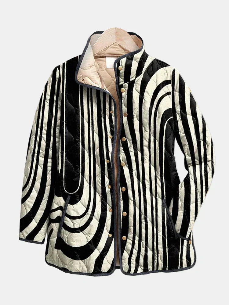Soraya | Casual Quilted Jacket with Abstract Geometric Design - Maison Léa & Lou