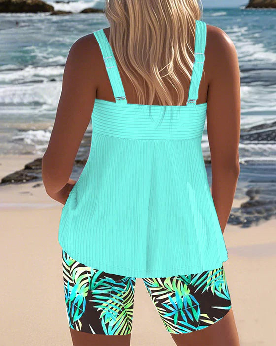 Daphne™ | Bright Ribbed Tankini Shorts - Maison Léa &amp; Lou