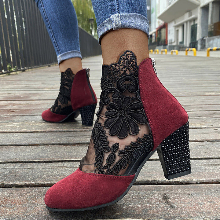 JOLIE™ - Chic Lace Heeled Boots - Maison Léa &amp; Lou