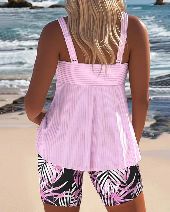 Daphne™ | Bright Ribbed Tankini Shorts - Maison Léa &amp; Lou