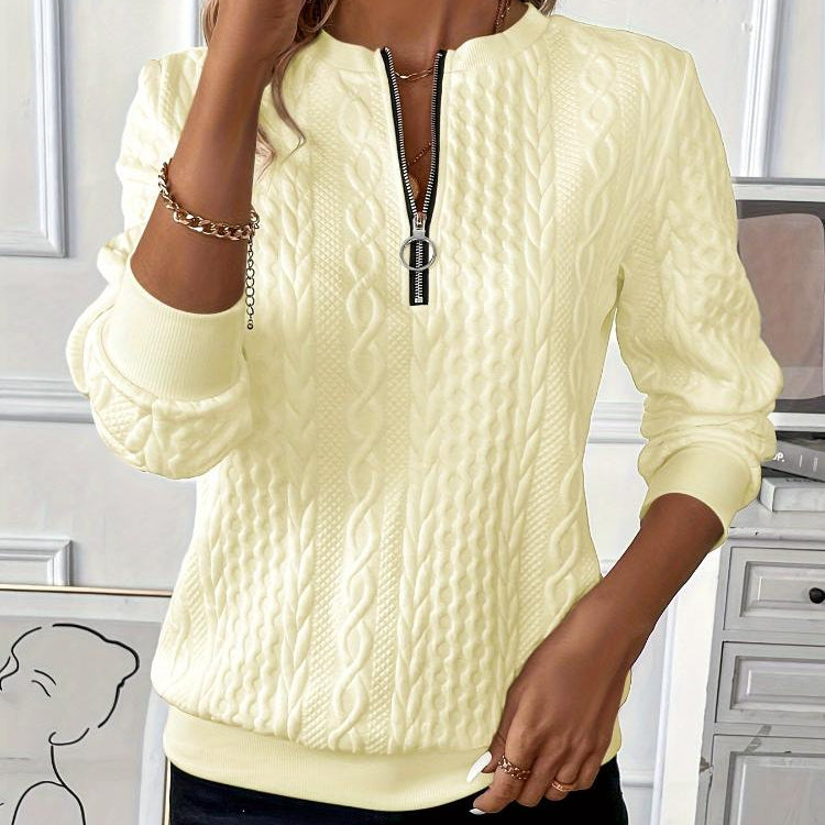 Dionysia™ | Classic Cable Zip Sweater - Maison Léa &amp; Lou