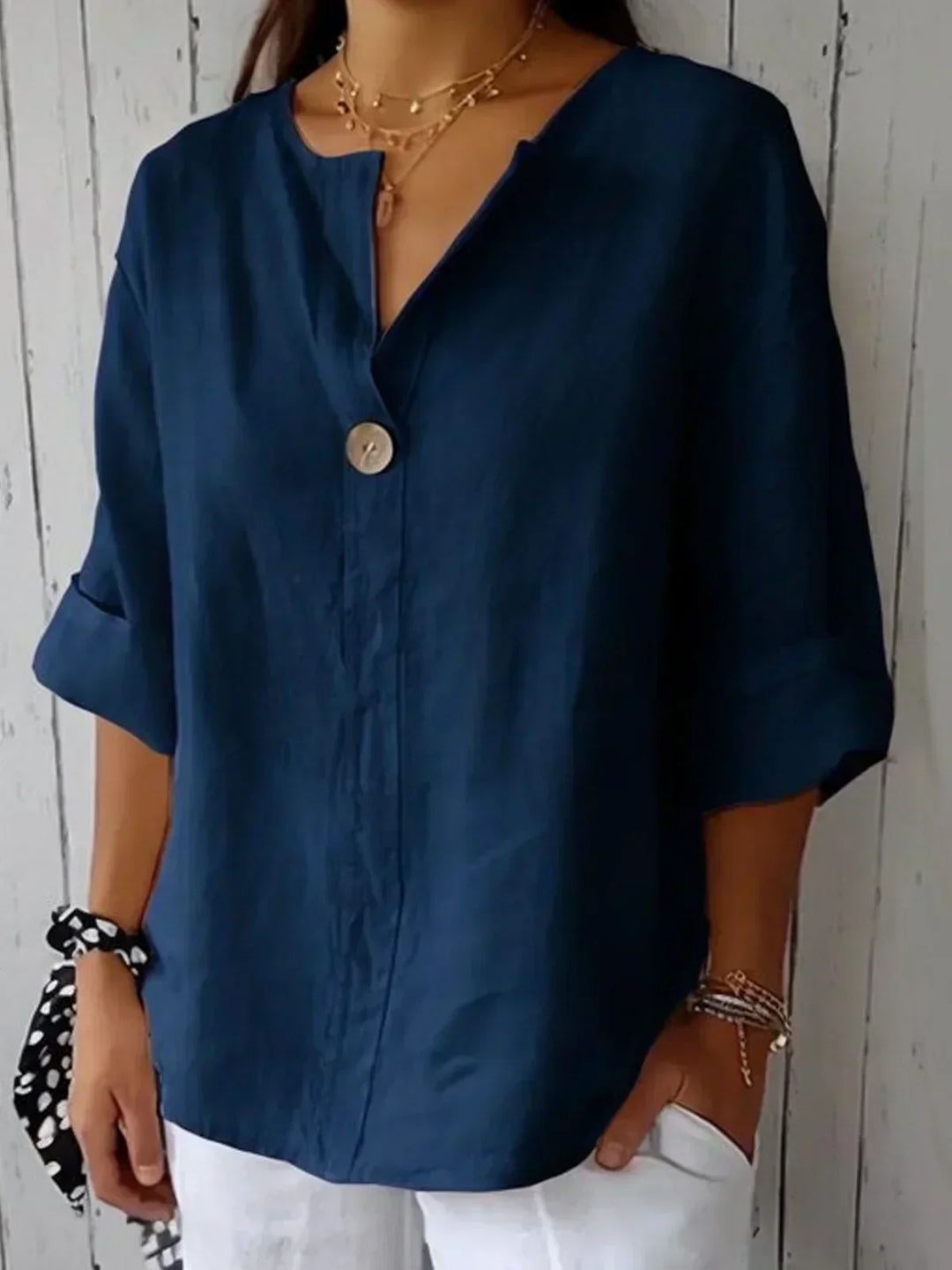 Nayla™ | Casual V-Neck Blouse - Maison Léa &amp; Lou
