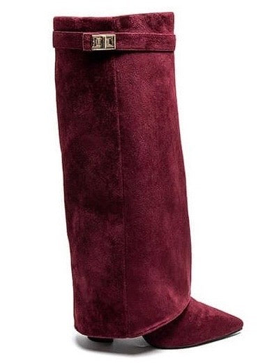 RAVEN™ - Burgundy Suede Boots - Maison Léa &amp; Lou