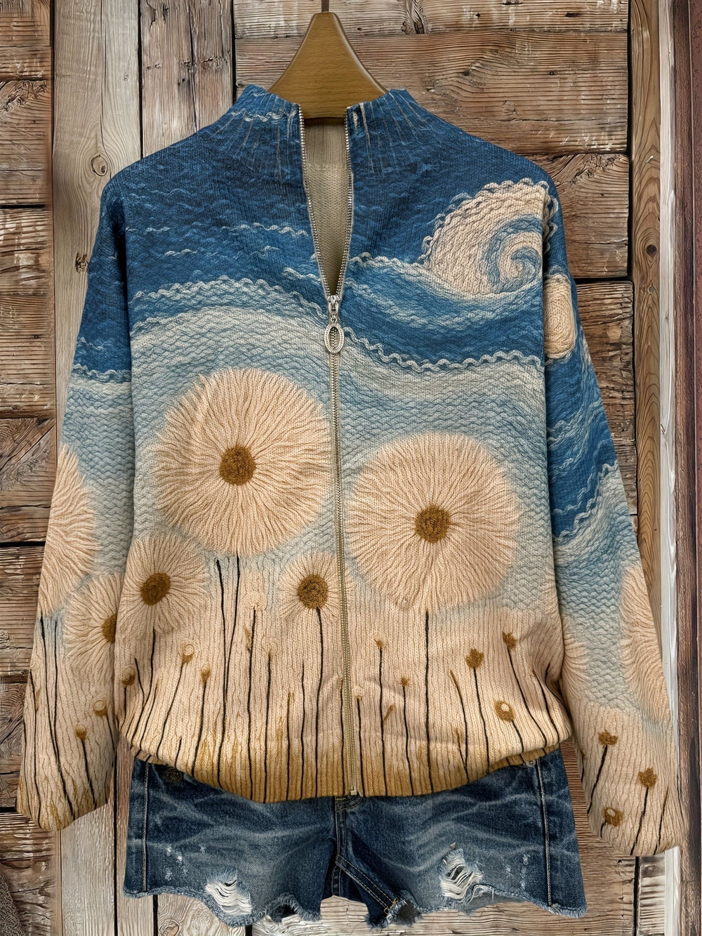 Yolanda™ | Dandelion Meadow Quilted Zip Cardigan - Maison Léa & Lou
