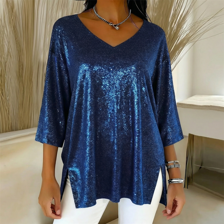 Aurelia™ | Festive Sequin V-Neck Top - Maison Léa &amp; Lou