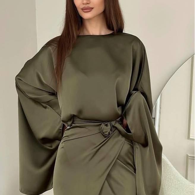 STELLA™ - Loose Shirt & Lace-up Skirt Suit for Elegant Daily Wear - Maison Léa & Lou