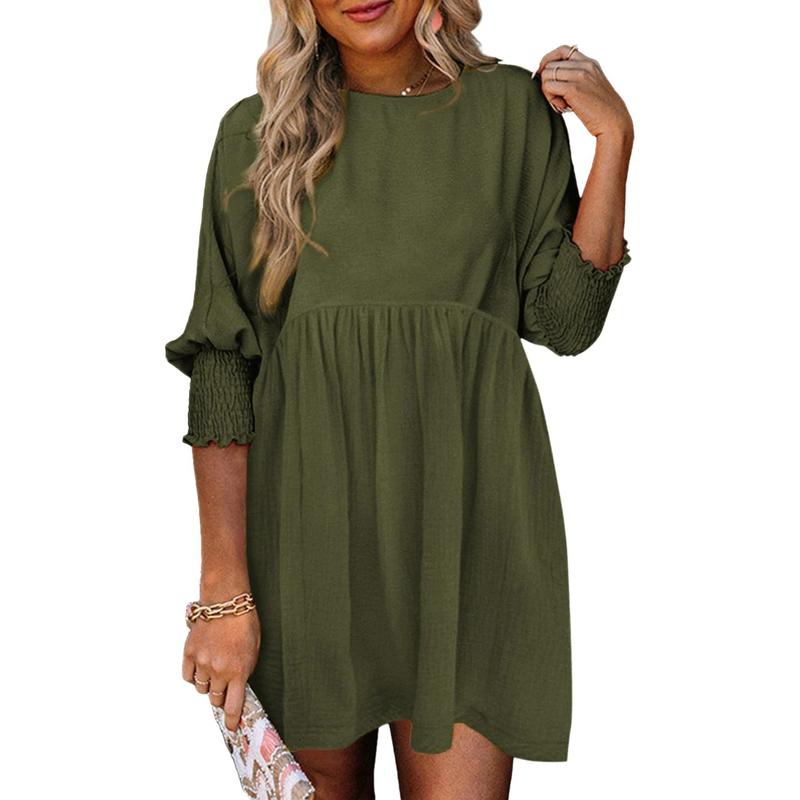MIRASOL™ – Casual Crew Neck Loose Fit Mini Dress - Maison Léa &amp; Lou