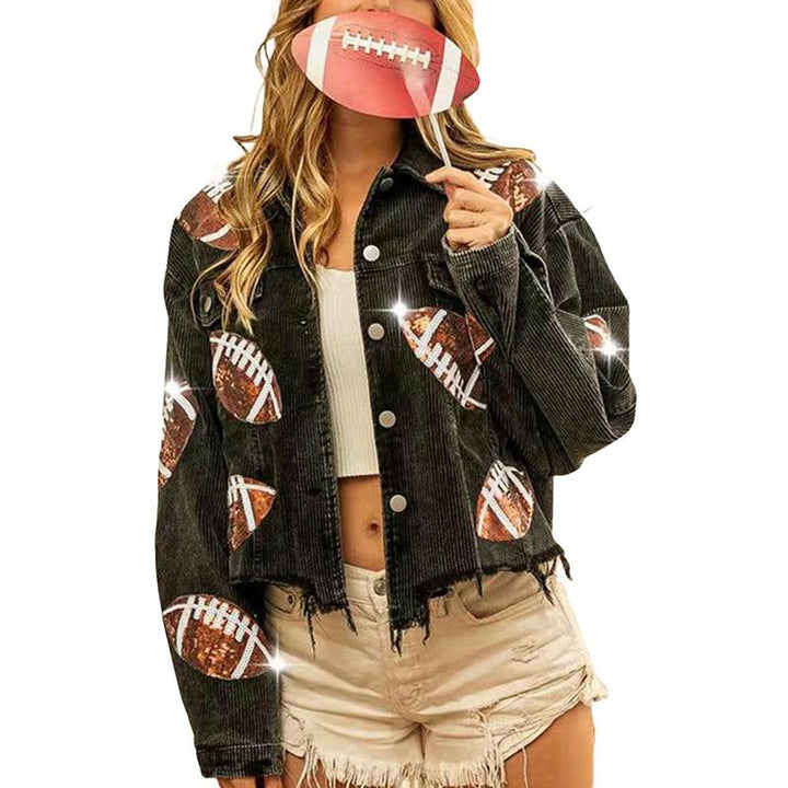 NERISSA™ - Chic Cropped Oversized Button Down Football Jacket - Maison Léa &amp; Lou