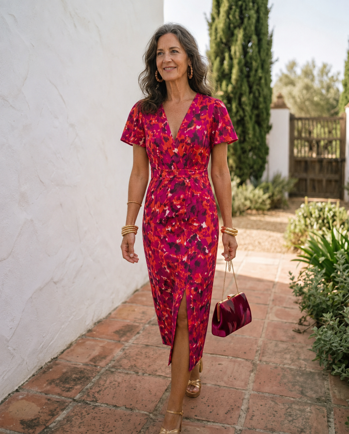 WANDA | MIDI DRESS WITH PUFF SLEEVES - Maison Léa &amp; Lou