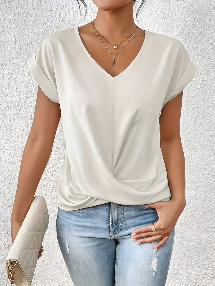 MEIKA™ – Classic Twist Detail V-Neck Top - Maison Léa &amp; Lou