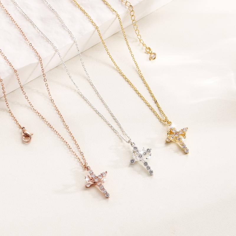 CLARISSE™ – Classic Cross & Crown Necklace - Maison Léa & Lou