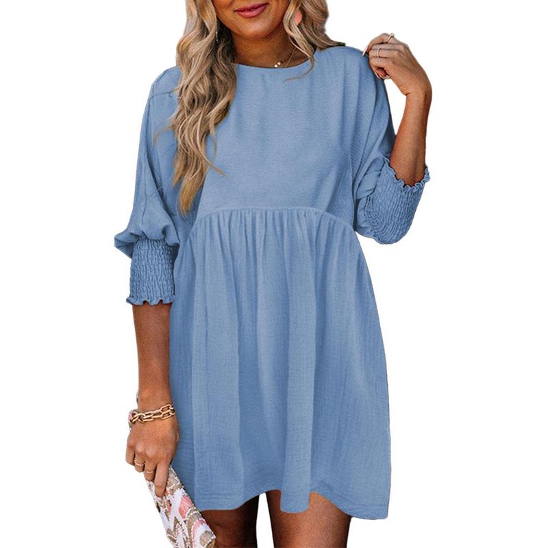 MIRASOL™ – Casual Crew Neck Loose Fit Mini Dress - Maison Léa &amp; Lou
