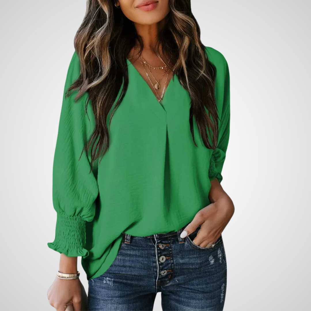 LEILA™ – Classic V-Neck Tunic Blouse - Maison Léa &amp; Lou