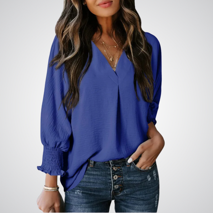 LEILA™ – Classic V-Neck Tunic Blouse - Maison Léa &amp; Lou