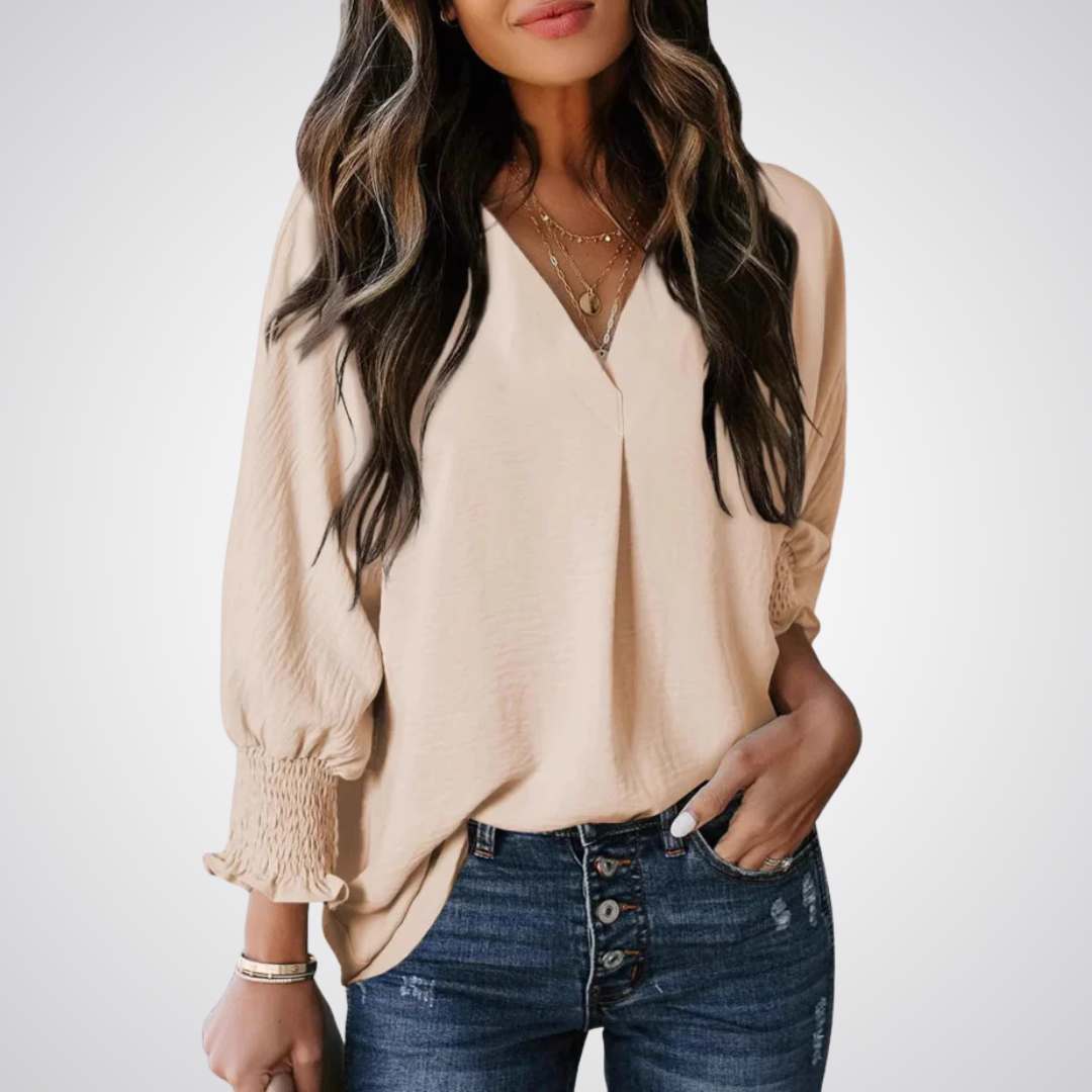 LEILA™ – Classic V-Neck Tunic Blouse - Maison Léa & Lou