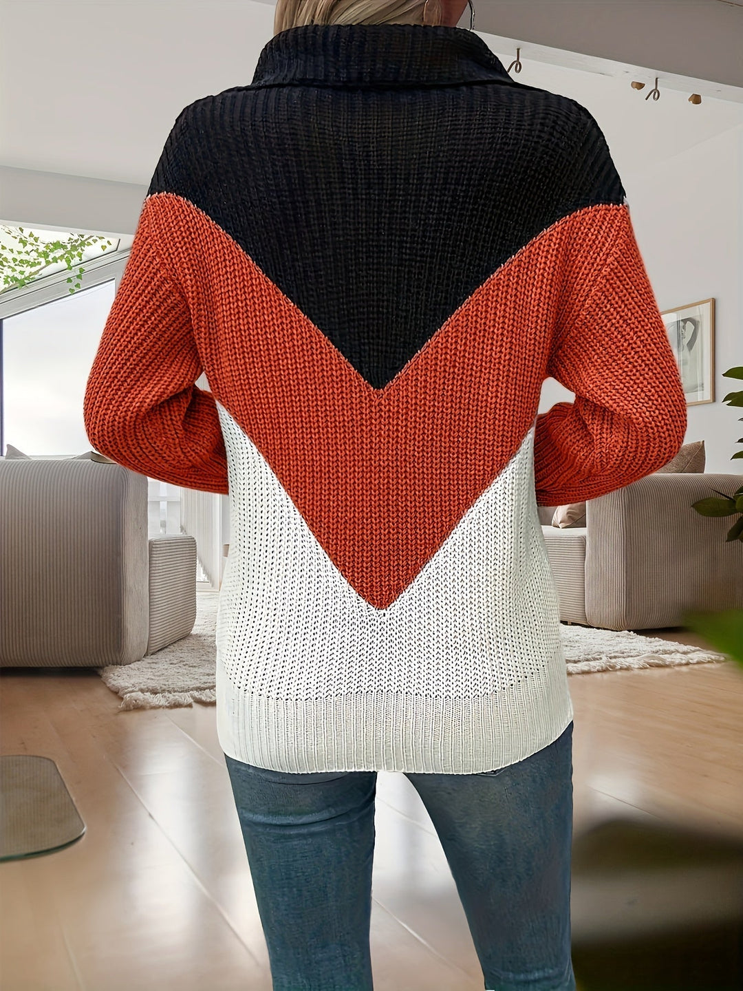Aveline™ | Warm Color-Block Zip Knit Sweater - Maison Léa &amp; Lou