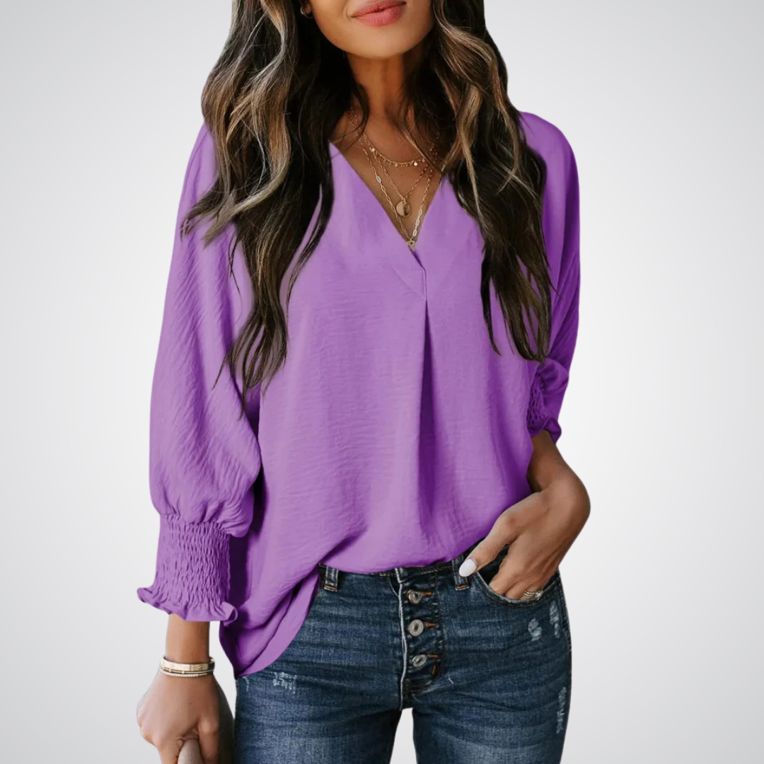 LEILA™ – Classic V-Neck Tunic Blouse - Maison Léa &amp; Lou