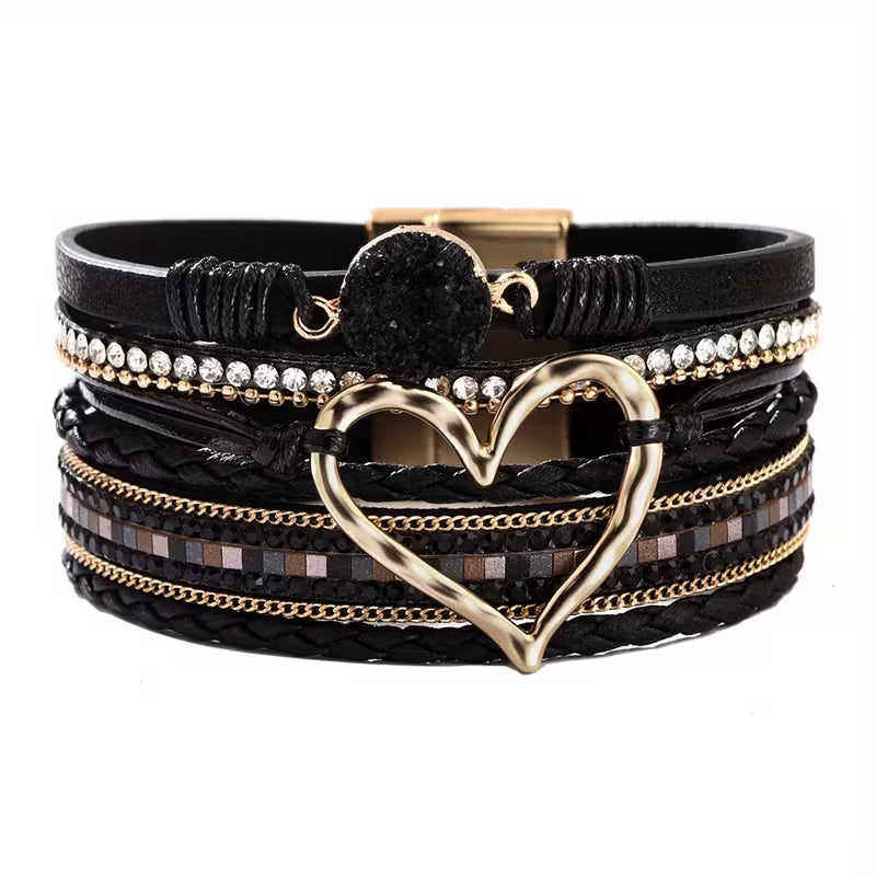 Ophelia | Layered Heart Cuff Bracelet - Maison Léa &amp; Lou