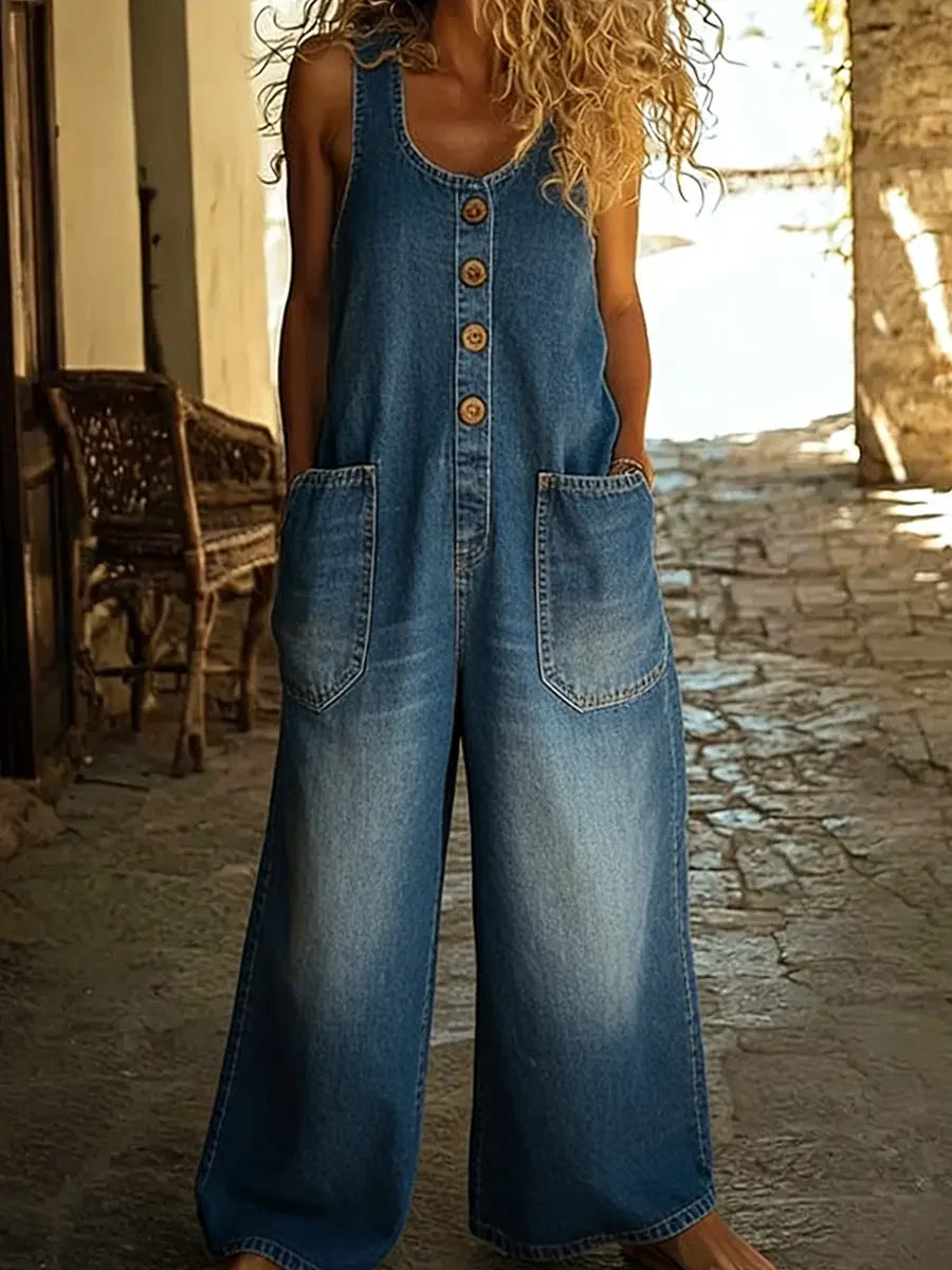 Riley™ | Comfortable Denim Look Jumpsuit - Maison Léa & Lou