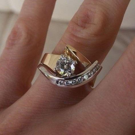 LYNN™ - Vintage Irregular Gold & Silver Zirconia Ring - Maison Léa & Lou