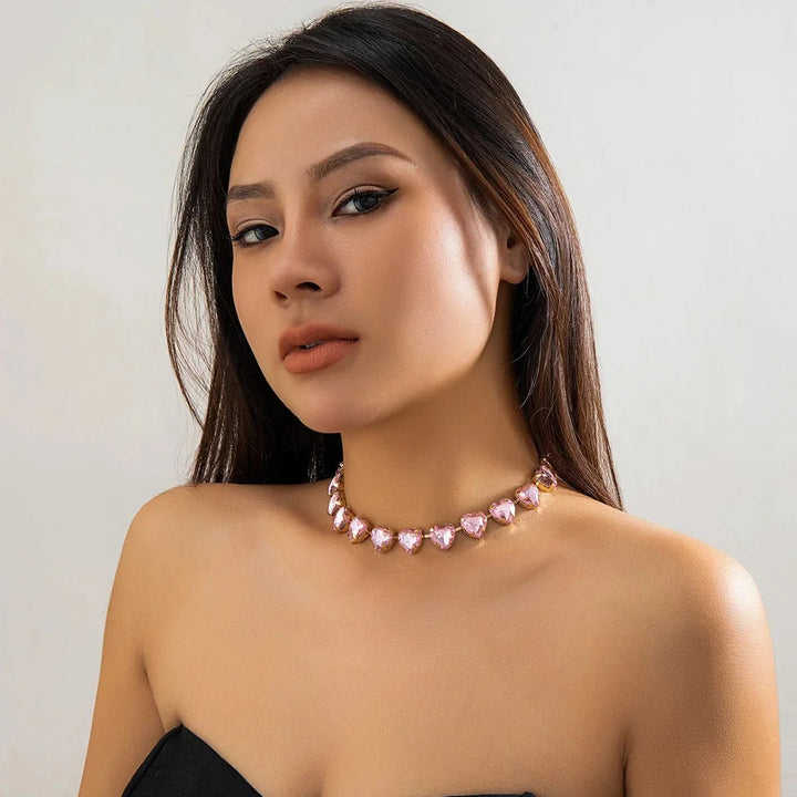 Collana Choker Cuore di Cristallo