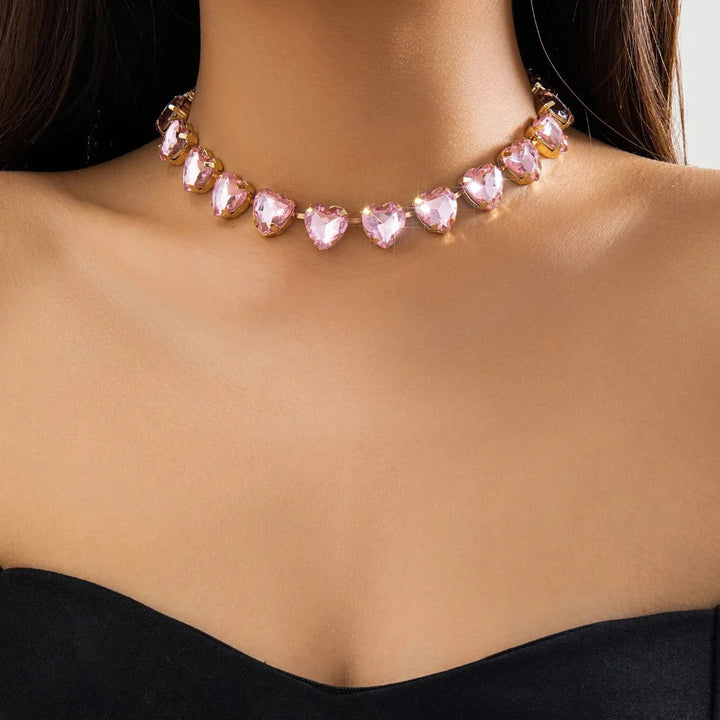 Collana Choker Cuore di Cristallo