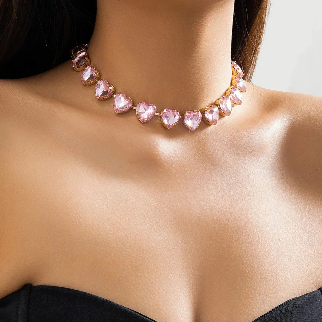 Collana Choker Cuore di Cristallo