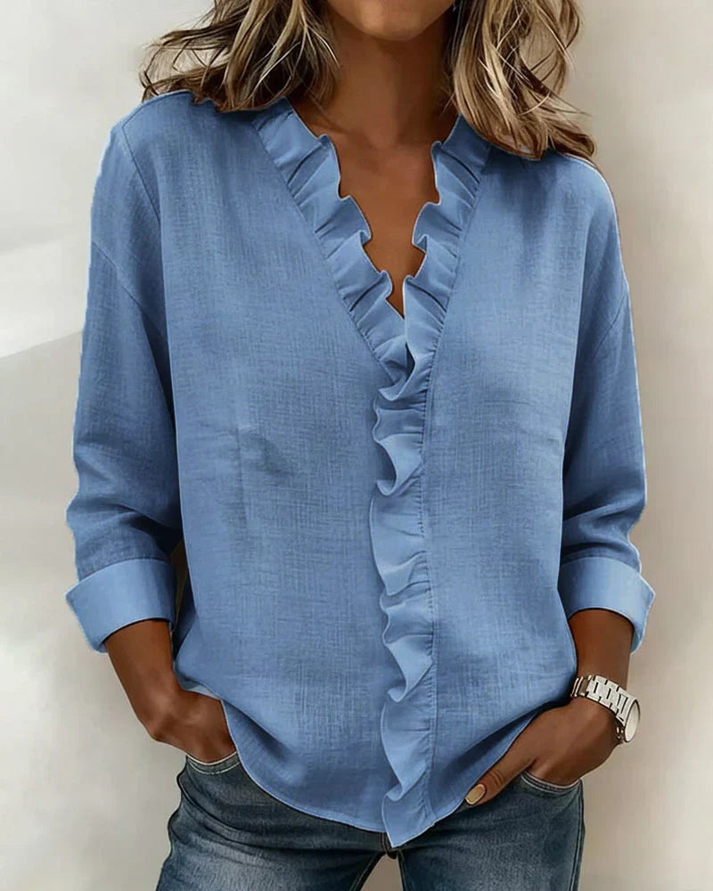 Elira™ | Elegant V-neck Blouse - Maison Léa &amp; Lou