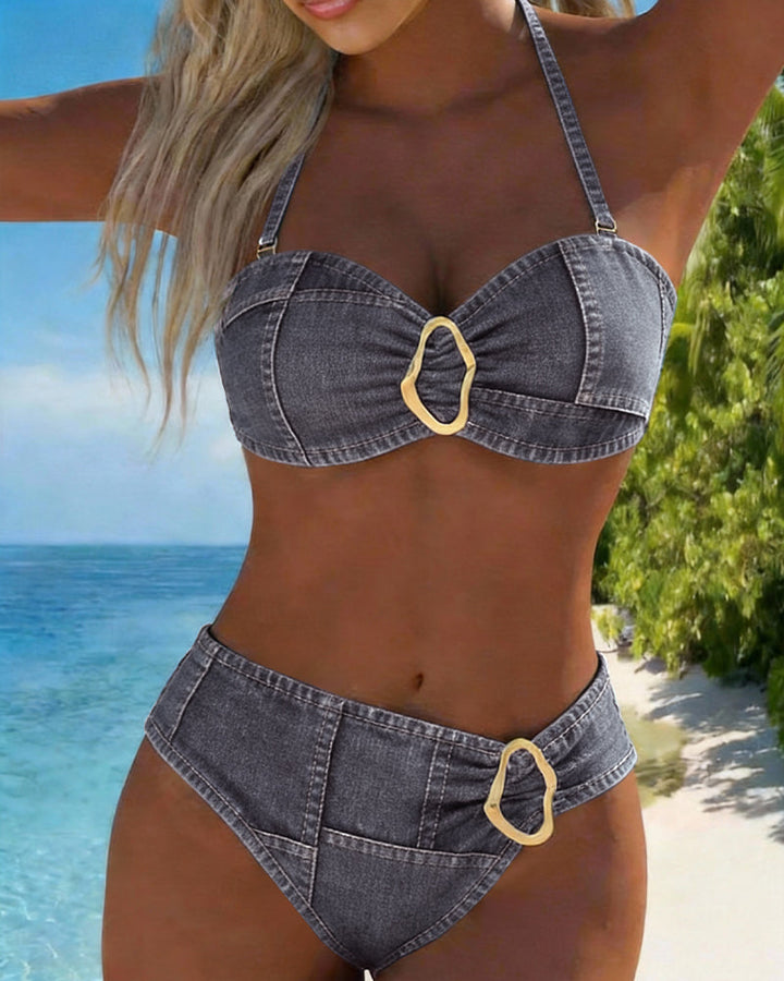 Patricia™ | Metal Buckle Suspender Bikini Two-Piece - Maison Léa &amp; Lou