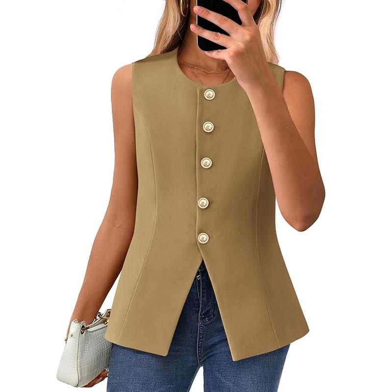 CORAZON™ – Chic Sleeveless Button-Down Vest - Maison Léa &amp; Lou