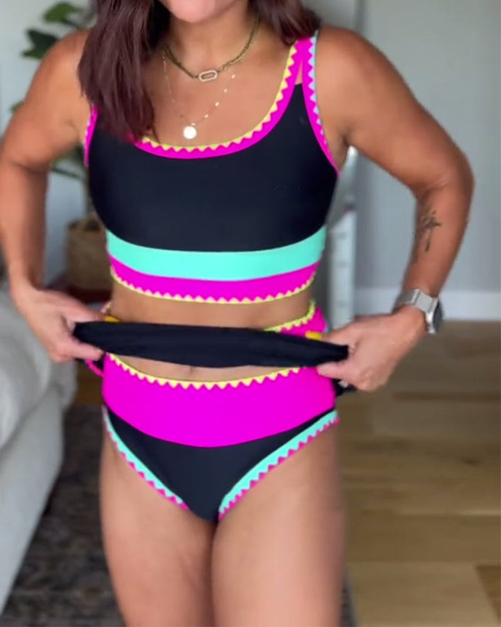 Myra™ | Elegant Three-Piece Color Block Swimsuit - Maison Léa &amp; Lou