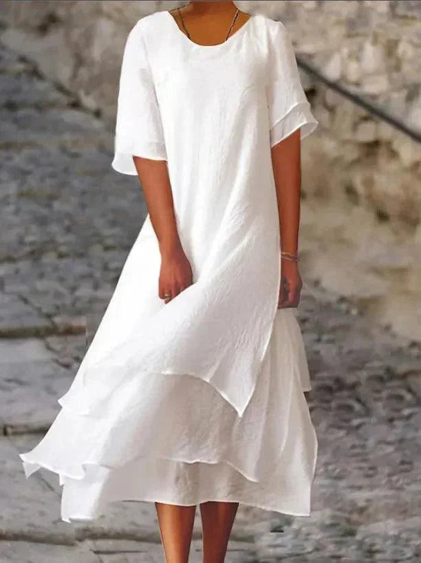 Jasmine™ | Layered Flowy Midi Dress - Maison Léa &amp; Lou
