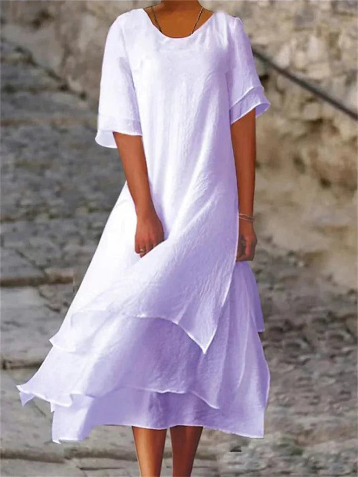 Jasmine™ | Layered Flowy Midi Dress - Maison Léa &amp; Lou
