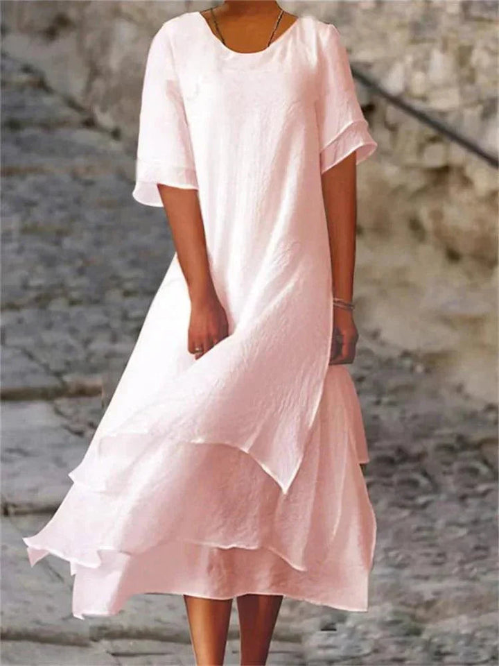 Jasmine™ | Layered Flowy Midi Dress - Maison Léa &amp; Lou