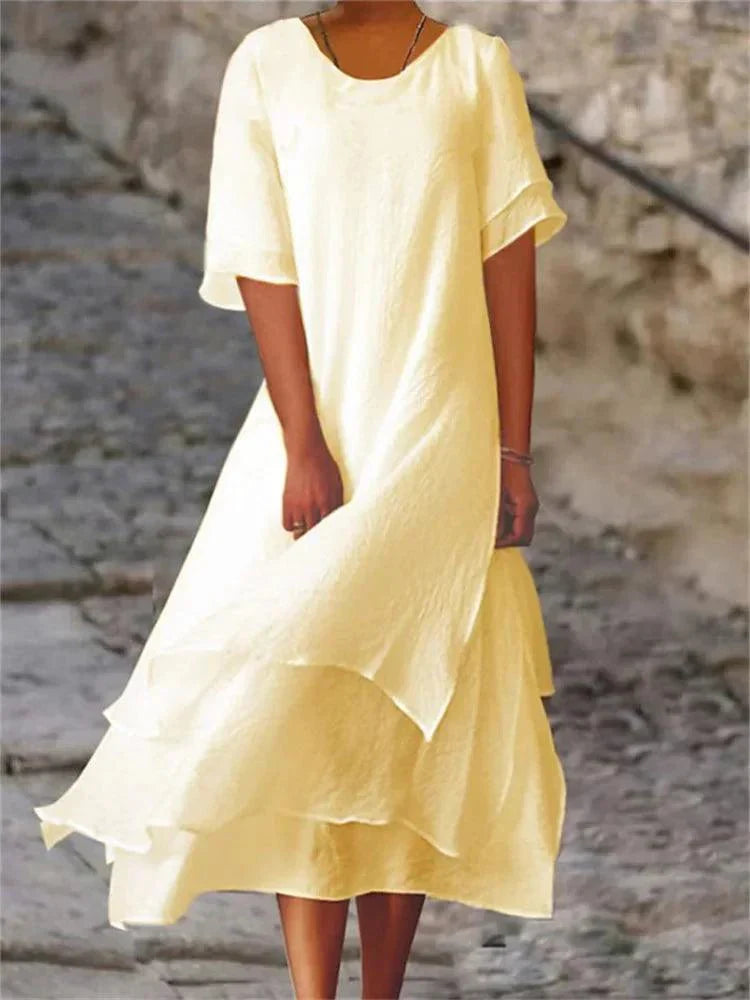 Jasmine™ | Layered Flowy Midi Dress - Maison Léa & Lou