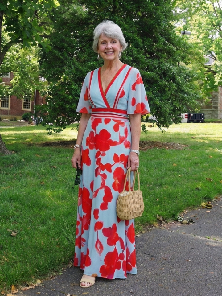 Corinne | V Neck Short Sleeve Floral Maxi Dress - Maison Léa &amp; Lou