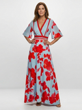 Corinne | V Neck Short Sleeve Floral Maxi Dress - Maison Léa & Lou