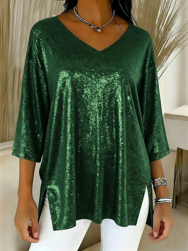 Aurelia™ | Festive Sequin V-Neck Top - Maison Léa &amp; Lou