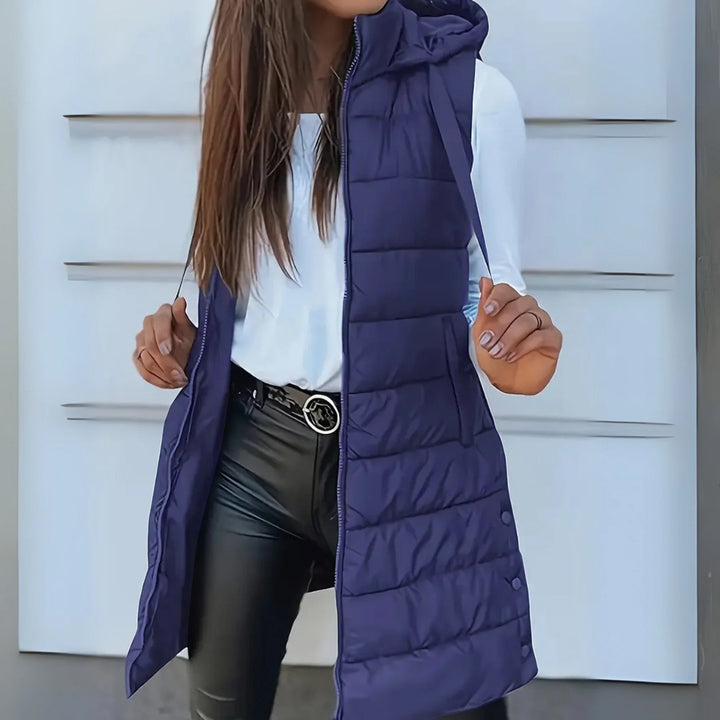 RAIN™ - Casual Sleeveless Hood Long Puffer Vest - Maison Léa &amp; Lou