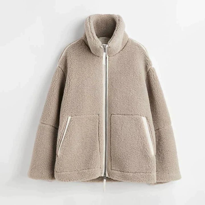 Silvana | Oversized High-Neck Teddy Jacket - Maison Léa &amp; Lou